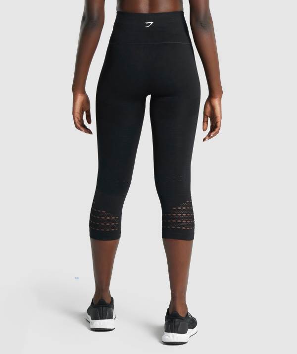 Damske Legíny Gymshark Energy Seamless Cropped Čierne | QS9245687
